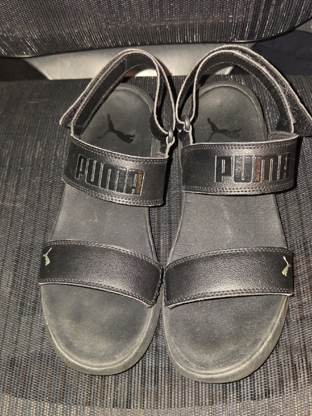 Puma Black Velcro Logo Sandals